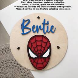 Wooden Superhero Spider-Man/Hulk Captain America Ironman Personalised Name Door Plaque Sign Boys Girls Room Decor - thumbnail 3