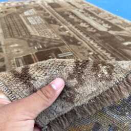 Handmade Pictorial Rug 3x5, Afghan Landscape, Unique Baluch Folk Art Wool Tapestry, Brown Blue Entryway Rug, Small Accent Wall Decor - thumbnail 4