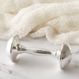 Engraved Silver Plated Rattle, Personalised Baby Christening Monogram New Rattle - thumbnail 3