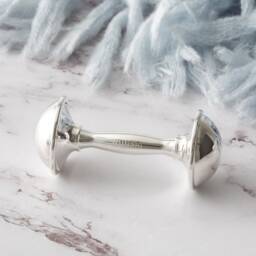 Engraved Silver Plated Rattle, Personalised Baby Christening Monogram New Rattle - thumbnail 2