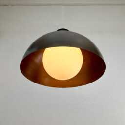 Mid Century Brass Bowl Flush Mount Chandelier With Glass Ball - thumbnail 3
