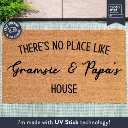 There's No Place Like Gramsie & Papa's House - Xmas Gift Personalized Family Mat Custom Coir Doormat Housewarming Rug - thumbnail 1