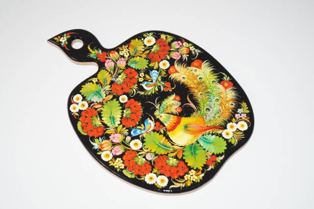 Wooden Cutting Board Wall Decor Kitchen Wall Hand Painted With Flowers Ukrainian Petrykivka - image 1