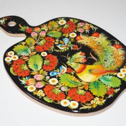 Wooden Cutting Board Wall Decor Kitchen Wall Hand Painted With Flowers Ukrainian Petrykivka - thumbnail 3