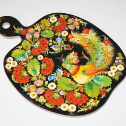 Wooden Cutting Board Wall Decor Kitchen Wall Hand Painted With Flowers Ukrainian Petrykivka - thumbnail 2