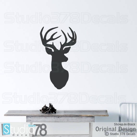 Deer Head Silhouette Vinyl Wall Decal - Rustic Lodge Decor - image 1