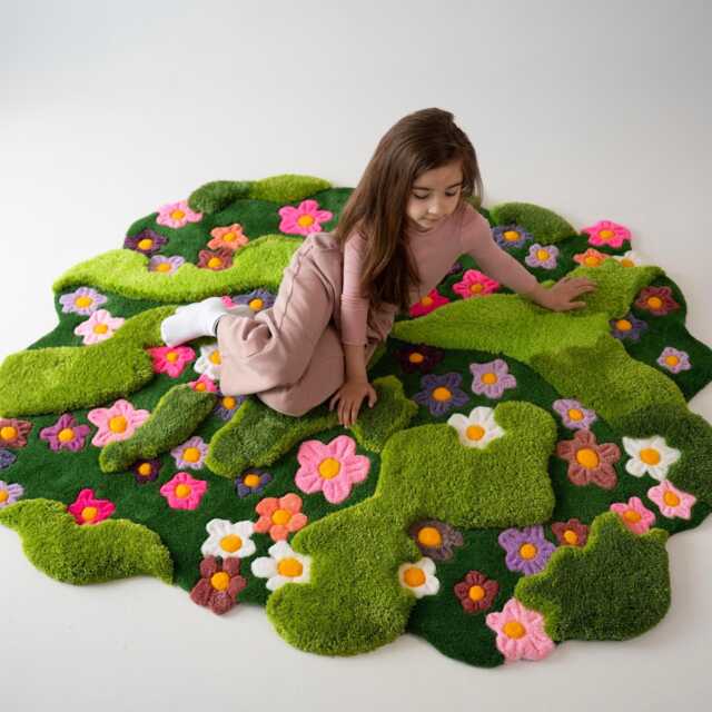 Moss Tufted Rug Fairy Tale Nursery Rug-Handmade Tufted Rug, Soft Grass Carpet For Enchanted Rooms & Cozy Spaces - image 1