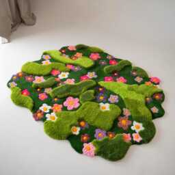 Moss Tufted Rug Fairy Tale Nursery Rug-Handmade Tufted Rug, Soft Grass Carpet For Enchanted Rooms & Cozy Spaces - thumbnail 2