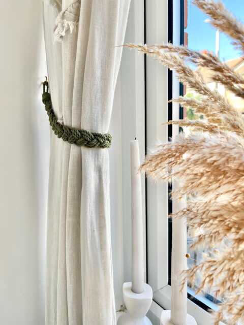 Braided Curtain Tie Back - Drapery Holdback Boho Minimalist Home D??cor Rustic Window Treatment Farmhouse Style - image 1