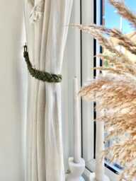 Braided Curtain Tie Back - Drapery Holdback Boho Minimalist Home D??cor Rustic Window Treatment Farmhouse Style - thumbnail 1