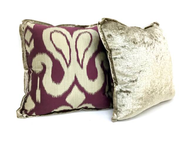 Burgundy Beige Paisley Custom Decorative Pillow Cover, Throw Cushion Toss Pillow, Velvet-Chenille, Size 18 X - image 1