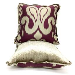 Burgundy Beige Paisley Custom Decorative Pillow Cover, Throw Cushion Toss Pillow, Velvet-Chenille, Size 18 X - thumbnail 2