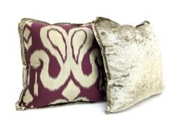 Burgundy Beige Paisley Custom Decorative Pillow Cover, Throw Cushion Toss Pillow, Velvet-Chenille, Size 18 X - thumbnail 1
