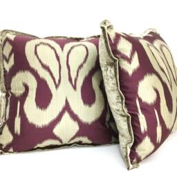 Burgundy Beige Paisley Custom Decorative Pillow Cover, Throw Cushion Toss Pillow, Velvet-Chenille, Size 18 X - thumbnail 3