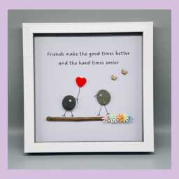 Best Friend Pebble Art Gift Frame For Birthday Or Christmas, Pebble Birds Thank You Wall - thumbnail 1