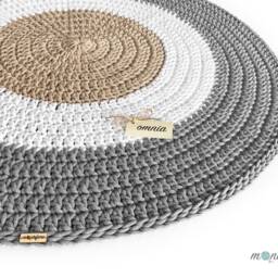 Handmade Crochet Round Rug Braided Cotton Scandinavian Style - thumbnail 2
