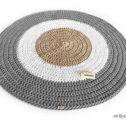 Handmade Crochet Round Rug Braided Cotton Scandinavian Style - thumbnail 3