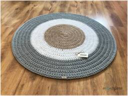 Handmade Crochet Round Rug Braided Cotton Scandinavian Style - thumbnail 1