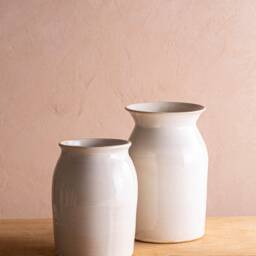 Shiny Pearl White Handmade Vase in Two Size Options, Pottery Classic Flower Vase, Contemporary Ceramic Wedding Gift - thumbnail 2