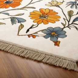 Lt. Blue Oushak Style Wool Rug, Contemporary Floral Design - thumbnail 4