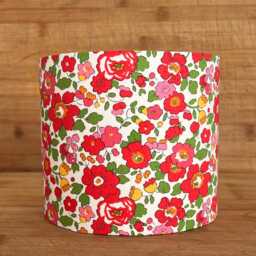 Liberty Red Betsy Lampshade - Handmade Floral Cotton Drum Shade - Uk/Eu/Us Fittings - thumbnail 2