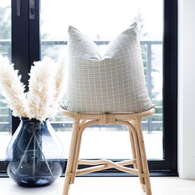 Olly -- Sand & Ivory Gridded Pillow Cover ??? & Neutral Throw Lumbar - image 1