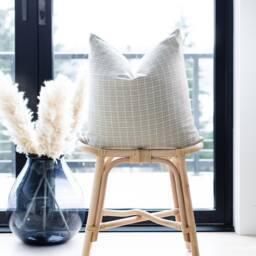 Olly -- Sand & Ivory Gridded Pillow Cover ??? & Neutral Throw Lumbar - thumbnail 1
