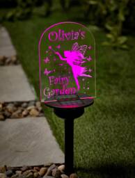 Personalised Fairy Garden Solar Light Led Colour Changing Sign - thumbnail 1