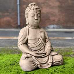 Concrete Sitting Buddha Sculpture Outdoor Zen Garden Ornament Stone Relaxing Figurine Japanese Cement Art Feng Shui Lover Gift - thumbnail 3