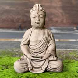 Concrete Sitting Buddha Sculpture Outdoor Zen Garden Ornament Stone Relaxing Figurine Japanese Cement Art Feng Shui Lover Gift - thumbnail 1