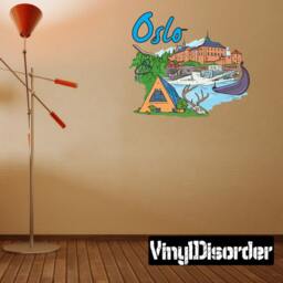Famous City Oslo Wall Decal - Fabric Vinyl Removable & Reusable Famouscityuscolor065Et