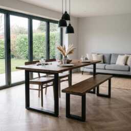 Solid Wooden Dining Table in Walnut Stain - Handmade Table, Custom Sizes 80-240cm, Made To Order UK Free Delivery - thumbnail 2