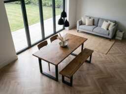 Solid Wooden Dining Table in Walnut Stain - Handmade Table, Custom Sizes 80-240cm, Made To Order UK Free Delivery