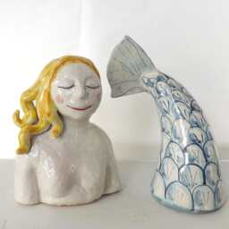 Handmade Ceramic Mermaid -Sirena Decorativa in Ceramica - Mermaid /01 Scultura - thumbnail 3