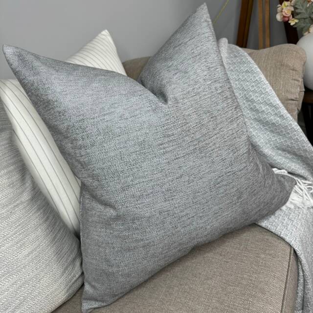 Grey Sofa Cushion Cover, Grey Pillow Modern Cover For Or Bed, Furnishing Designer Fabric in - Size 22 - image 1