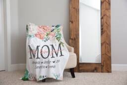 Christmas Blanket, Gift, Mom We Love You Floral Personalized Gift For Grandparent, Birthday - thumbnail 1
