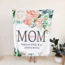 Christmas Blanket, Gift, Mom We Love You Floral Personalized Gift For Grandparent, Birthday - thumbnail 2