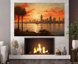 San Diego Canvas Print, Wall Art, Skyline, Decor, Poster, Framed & Ready To Hang - thumbnail 1