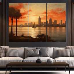 San Diego Canvas Print, Wall Art, Skyline, Decor, Poster, Framed & Ready To Hang - thumbnail 3