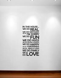 "In This House We Do Wall Decal Sticker Customizable Quote 1126 24"" Wide X 44"