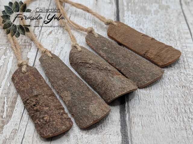 5 Pack Carved Cinnamon Bark Christmas Decorations, Yule Seasonal - image 1