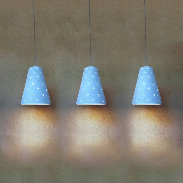 3 Ceramic Pendant Lights Handmade Perforated Hanging Lamp - image 1