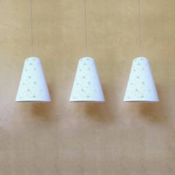 3 Ceramic Pendant Lights Handmade Perforated Hanging Lamp - thumbnail 2