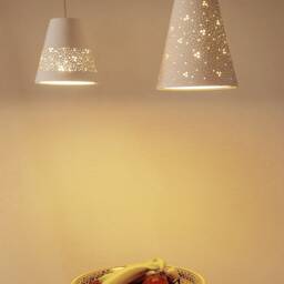 3 Ceramic Pendant Lights Handmade Perforated Hanging Lamp - thumbnail 4