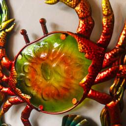 Glass & Metal Wall Art Decor Home Hanging Decorative Crab Artwork For Living Room Bathroom Bedroom 42x42 cm/16.5 Inch Charming Rustic Beauty - thumbnail 2