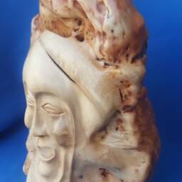 Antique Statue, Wooden Antigue Sculpture, Wooden Head Human Face, Wood Carved Statue - thumbnail 3