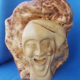 Antique Statue, Wooden Antigue Sculpture, Wooden Head Human Face, Wood Carved Statue - thumbnail 2