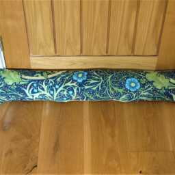 Draught Excluder, William Morris Teal Green & Blue Seaweed Door Stopper, Draft Window Draught Dodger - thumbnail 3