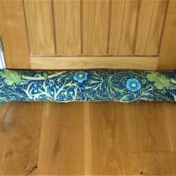 Draught Excluder, William Morris Teal Green & Blue Seaweed Door Stopper, Draft Window Draught Dodger - thumbnail 3
