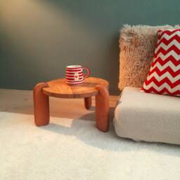 Solid Walnut Wood Low Coffee Table Modern Plant Stand - Japandi Style - thumbnail 2